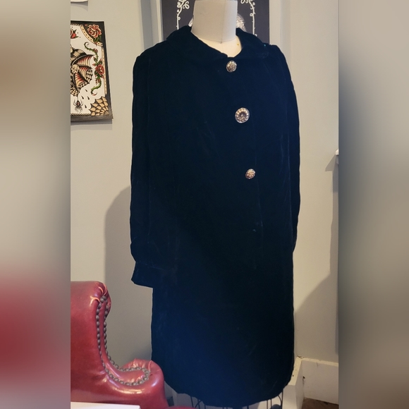 Vintage 50s/60s Velvet Mod Dress size S - Picture 2 of 8